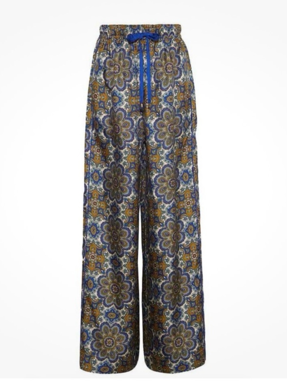 Cara Cara "Amalfi" piped Twill Silk High Waist lounge pants Retail $525 XS